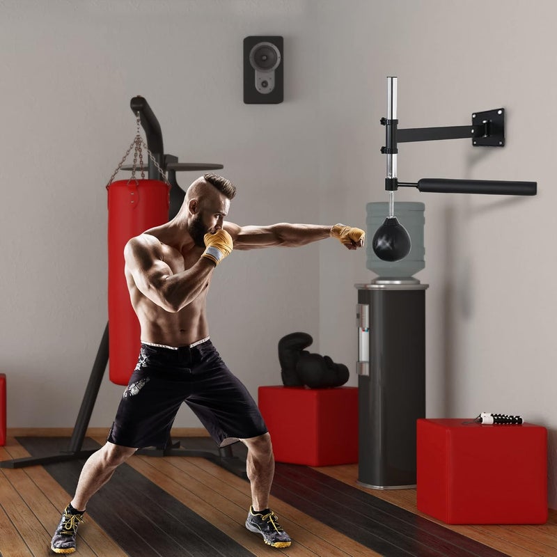 Soozier Lightweight Fast-Reflexes Speed Bag Boxing Punching Bag Wall Mount Height Adjustable, MMA, Martial Arts, and Boxing Equipment for Training at Home, Heavy-Duty, 9" H x 7" Dia. - Image 2